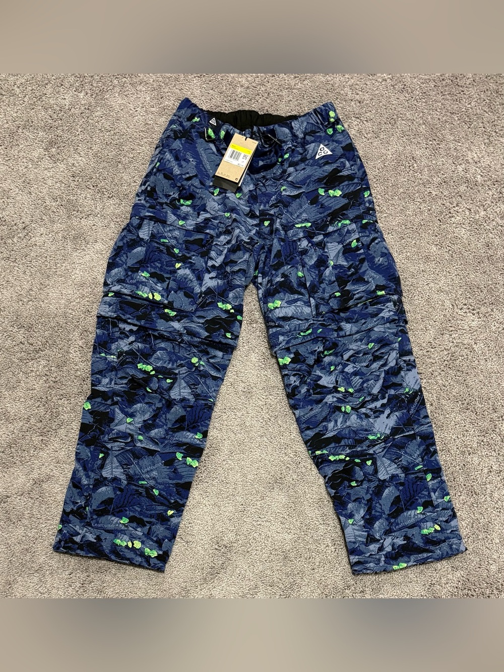 Nike ACG Smith Summit Camo Blue Green UV Cargo Pants HQ0199-410 Mens Size Small